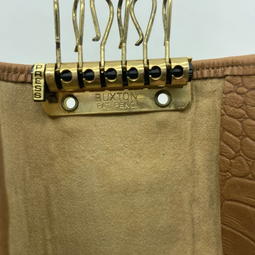 Buxton Leather Key Case Vintage‎ NOS Croc Embossed Tan Gold Hardware Dadcore New